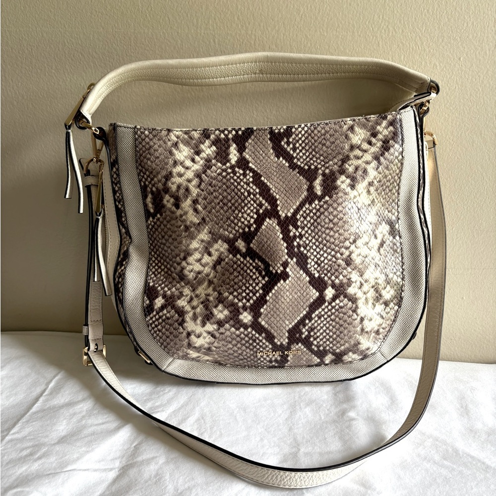 Michael Kors Julia Python Print Handbag Purse - image 1